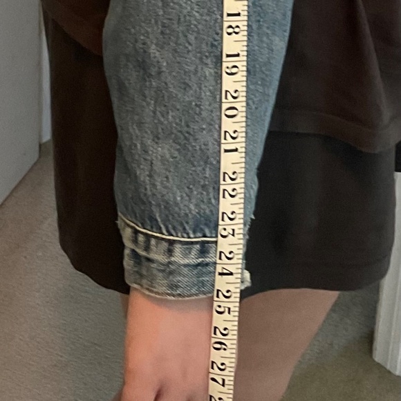 American Eagle Womens Denim jacket faux Sherpa collar and lined size XL - Picture 4 of 9